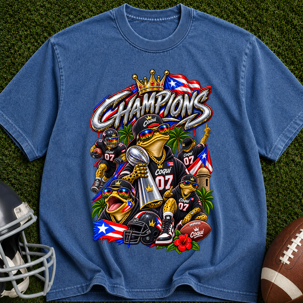 Champions Puerto Rico Football T-Shirt — Vintage Team Pride Tee
