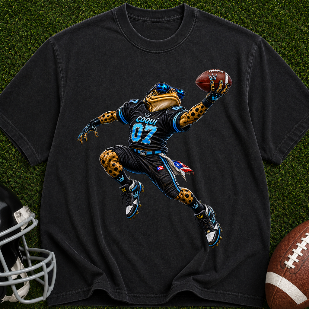 Football Frog Graphic T-Shirt — Athletic Mascot Jersey Design