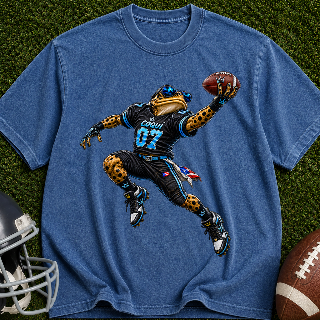Football Frog Graphic T-Shirt — Athletic Mascot Jersey Design