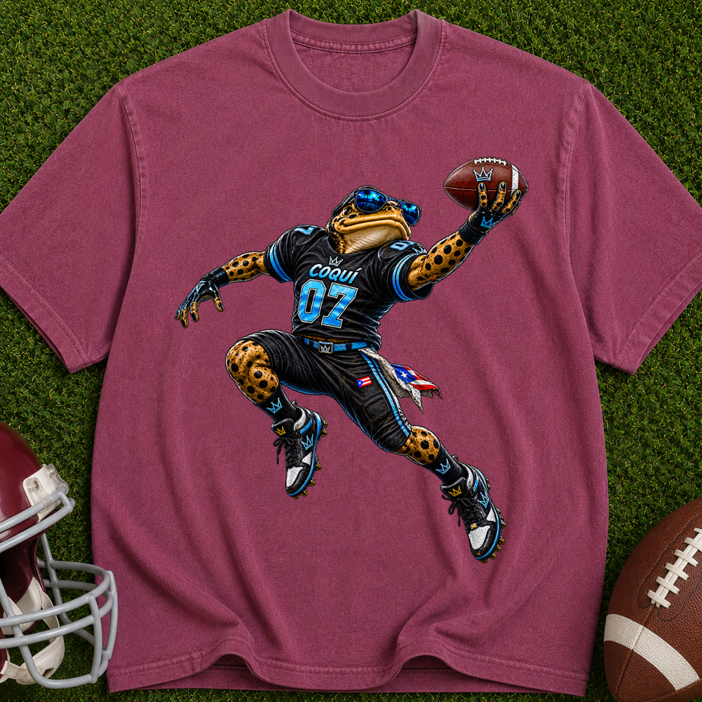 Football Frog Graphic T-Shirt — Athletic Mascot Jersey Design