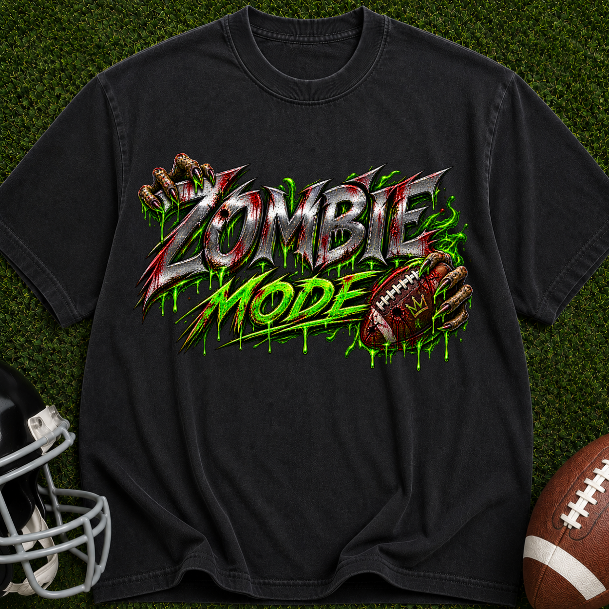 Zombie Mode T-Shirt — Graphic Horror Tee with 'Zombie Mode' Dripping Design