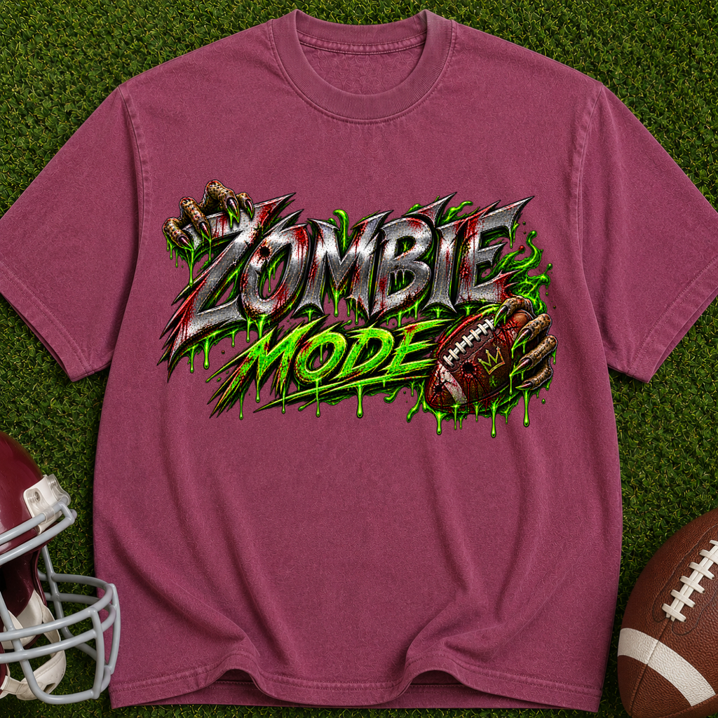 Zombie Mode T-Shirt — Graphic Horror Tee with 'Zombie Mode' Dripping Design