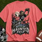Haunted Field Football T-Shirt – Spooky Halloween Sports Tee