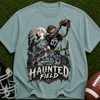 Haunted Field Football T-Shirt – Spooky Halloween Sports Tee