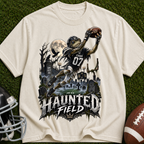 Haunted Field Football T-Shirt – Spooky Halloween Sports Tee