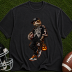 Halloween Skeleton Football Player T-Shirt — Trick-or-Treat Sports Tee