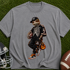 Halloween Skeleton Football Player T-Shirt — Trick-or-Treat Sports Tee