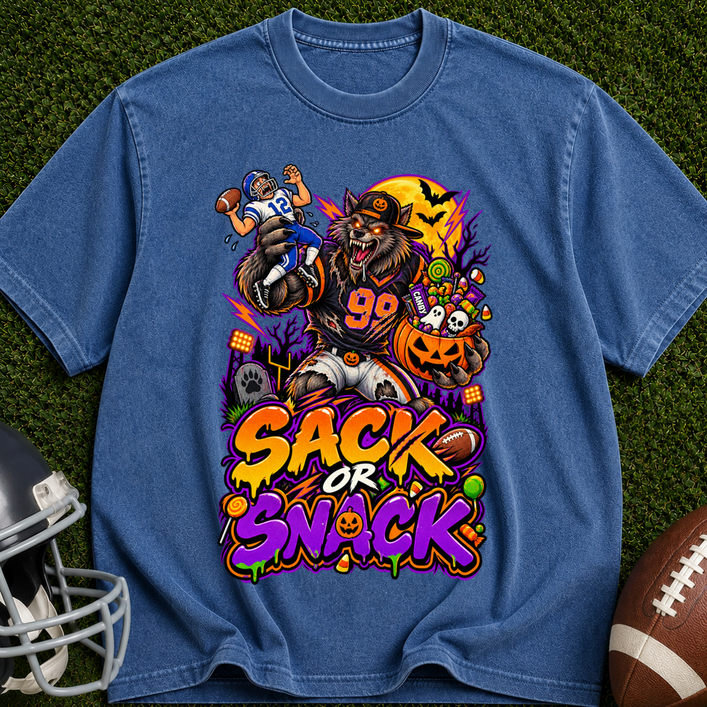 Sack or Snack Halloween Football T-Shirt