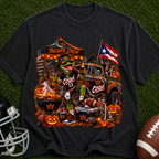 Halloween Tailgate Crew T-Shirt — Puerto Rico Flag Pumpkin Truck Graphic
