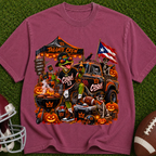 Halloween Tailgate Crew T-Shirt — Puerto Rico Flag Pumpkin Truck Graphic