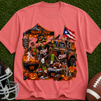Halloween Tailgate Crew T-Shirt — Puerto Rico Flag Pumpkin Truck Graphic
