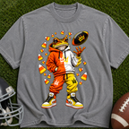 Frog Football Player Graphic T-Shirt — Candy Corn Tailgate Tee