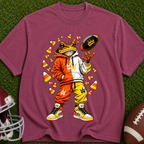 Frog Football Player Graphic T-Shirt — Candy Corn Tailgate Tee