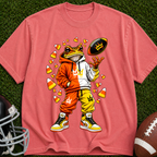 Frog Football Player Graphic T-Shirt — Candy Corn Tailgate Tee