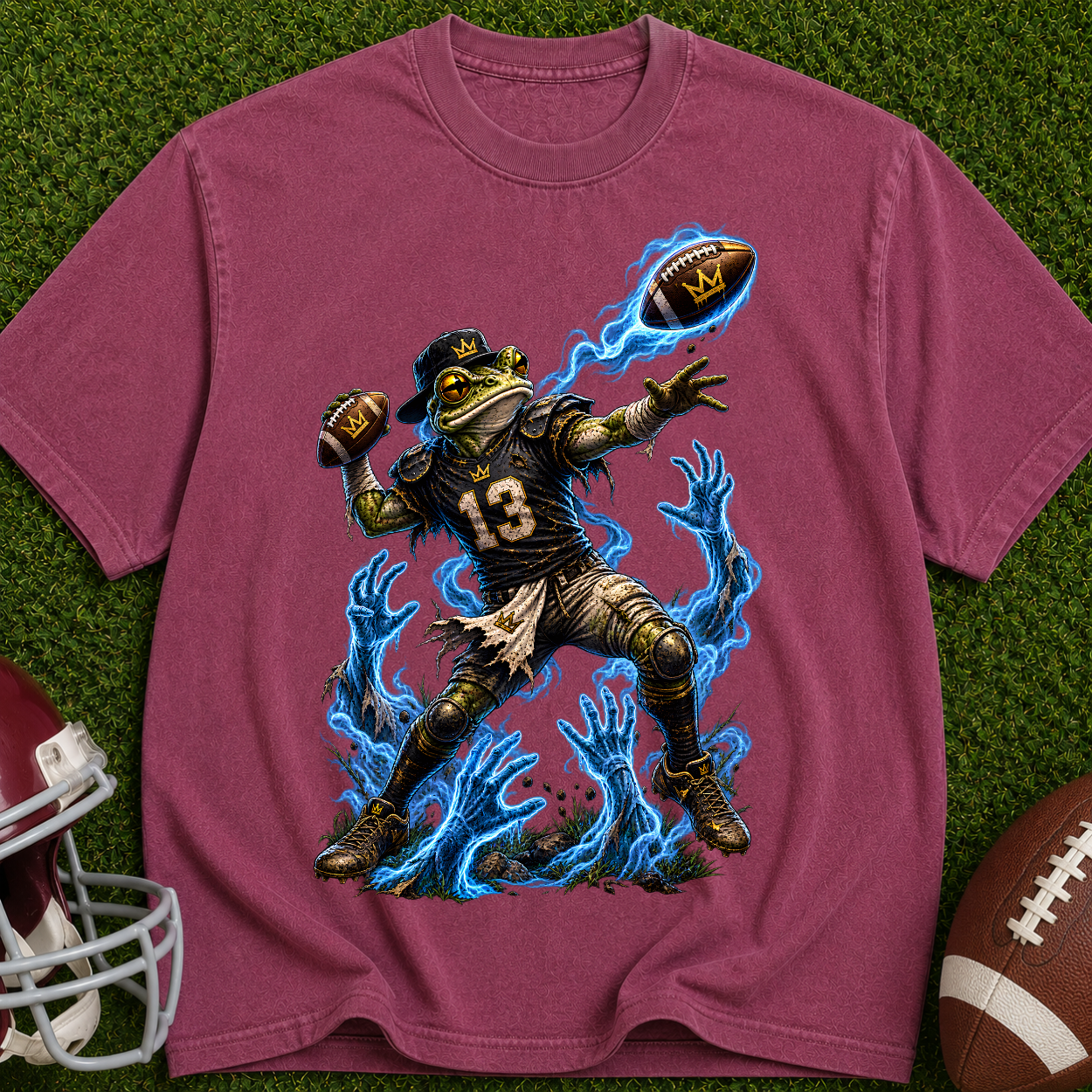 Football Player Flame Graphic T-Shirt