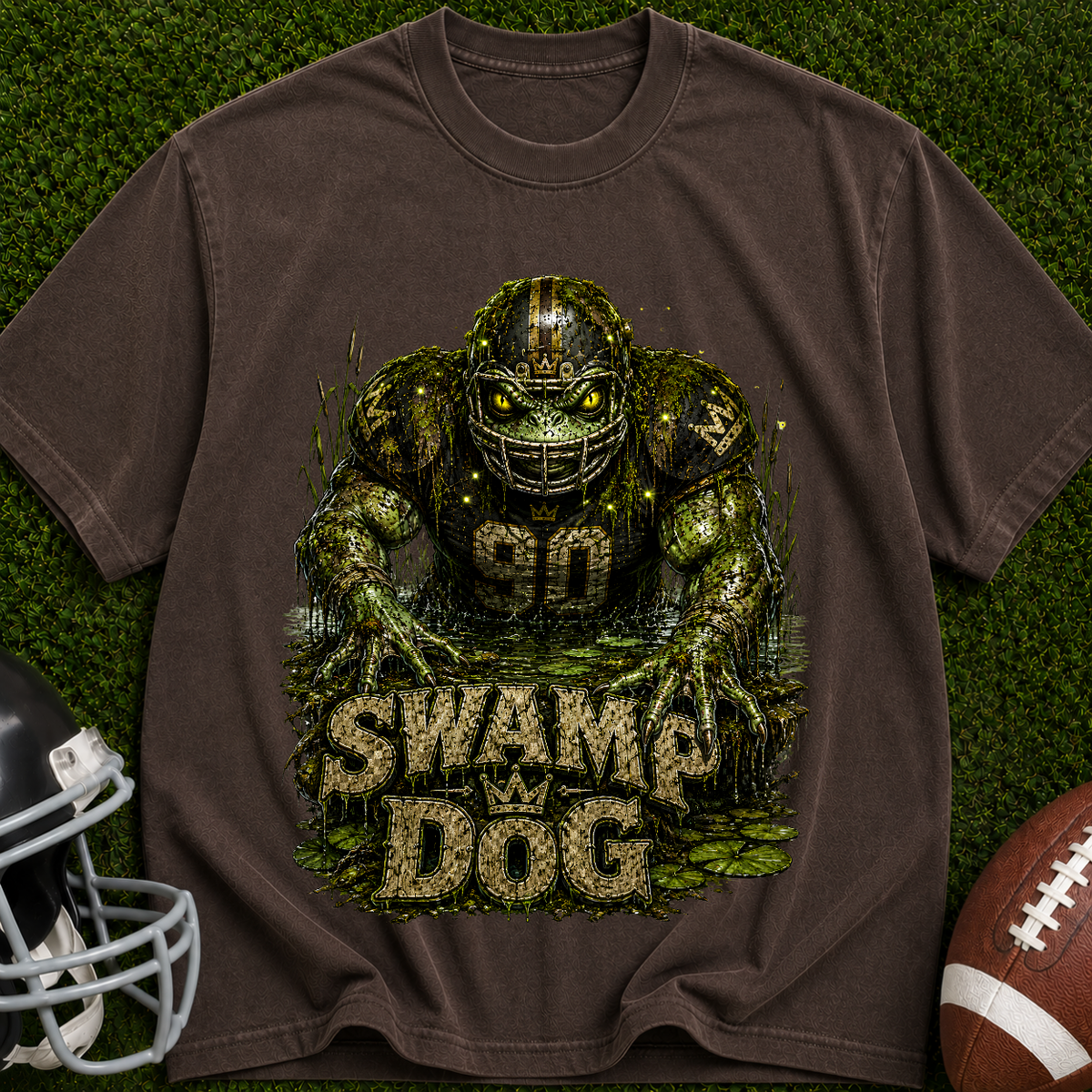 Swamp Dog Football Graphic T-Shirt — Vintage Monster Marsh Jersey Tee
