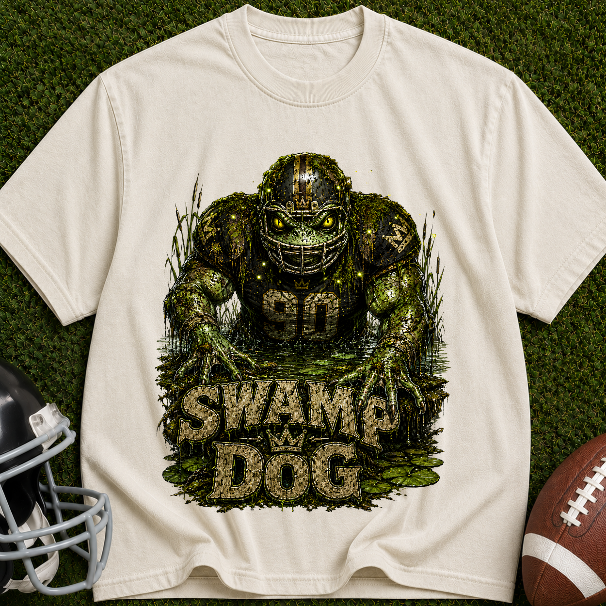 Swamp Dog Football Graphic T-Shirt — Vintage Monster Marsh Jersey Tee