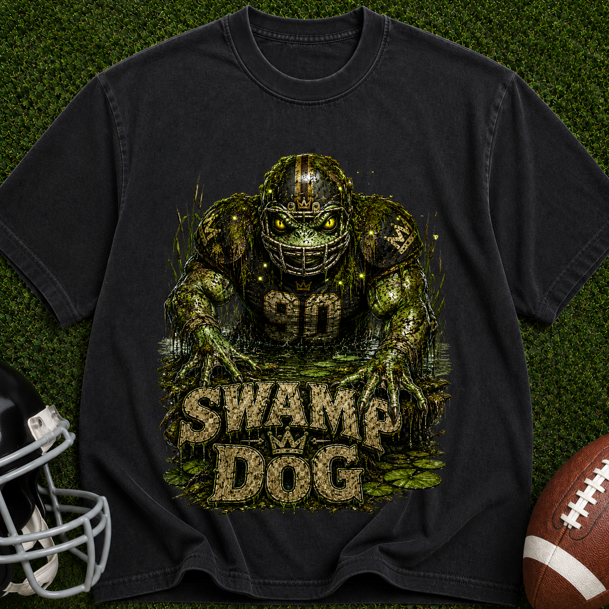 Swamp Dog Football Graphic T-Shirt — Vintage Monster Marsh Jersey Tee