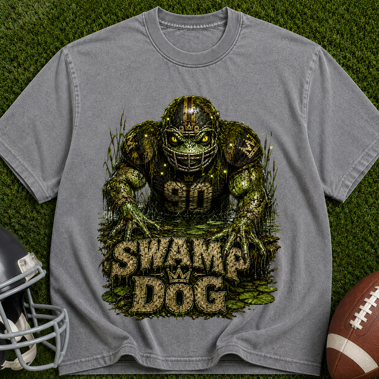 Swamp Dog Football Graphic T-Shirt — Vintage Monster Marsh Jersey Tee