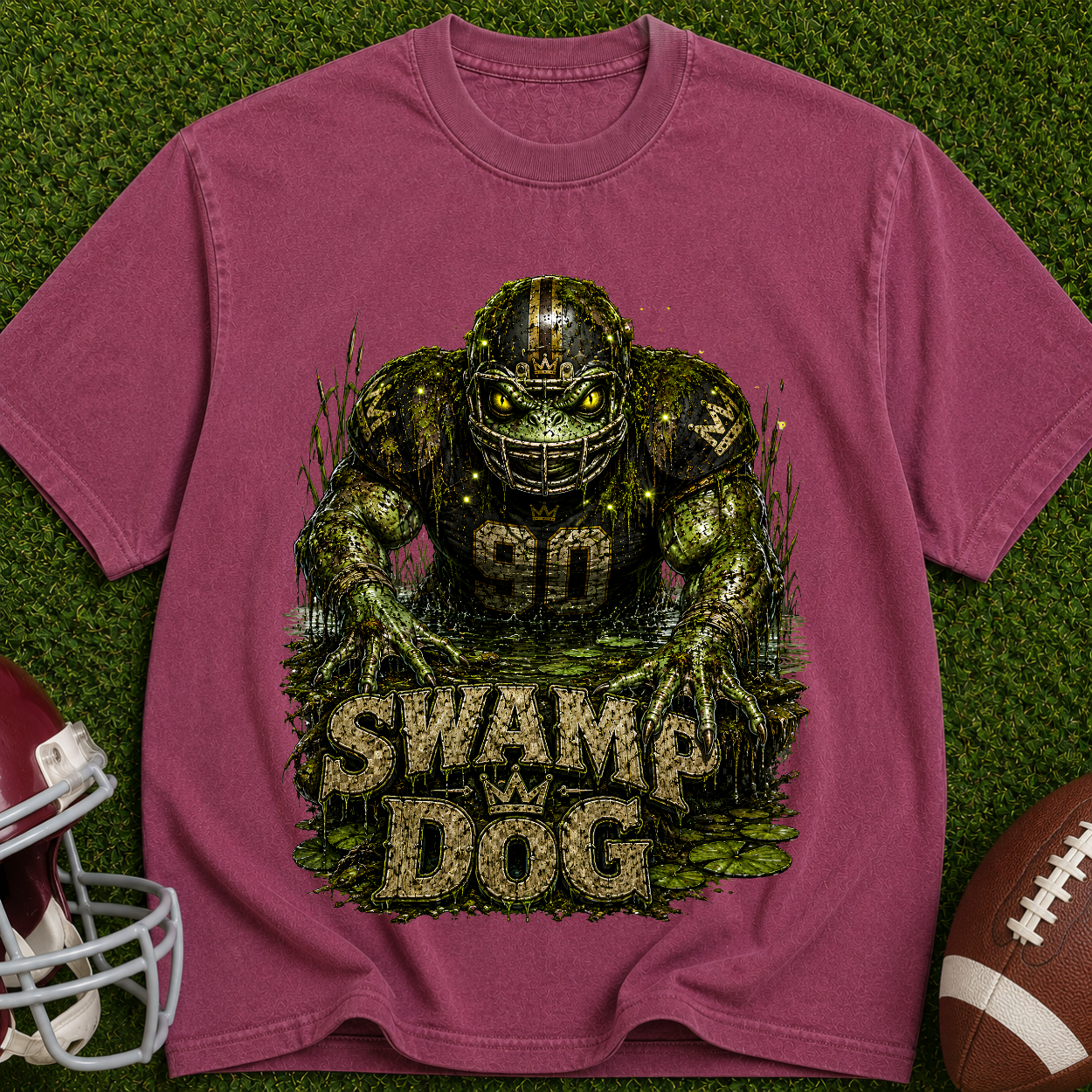 Swamp Dog Football Graphic T-Shirt — Vintage Monster Marsh Jersey Tee