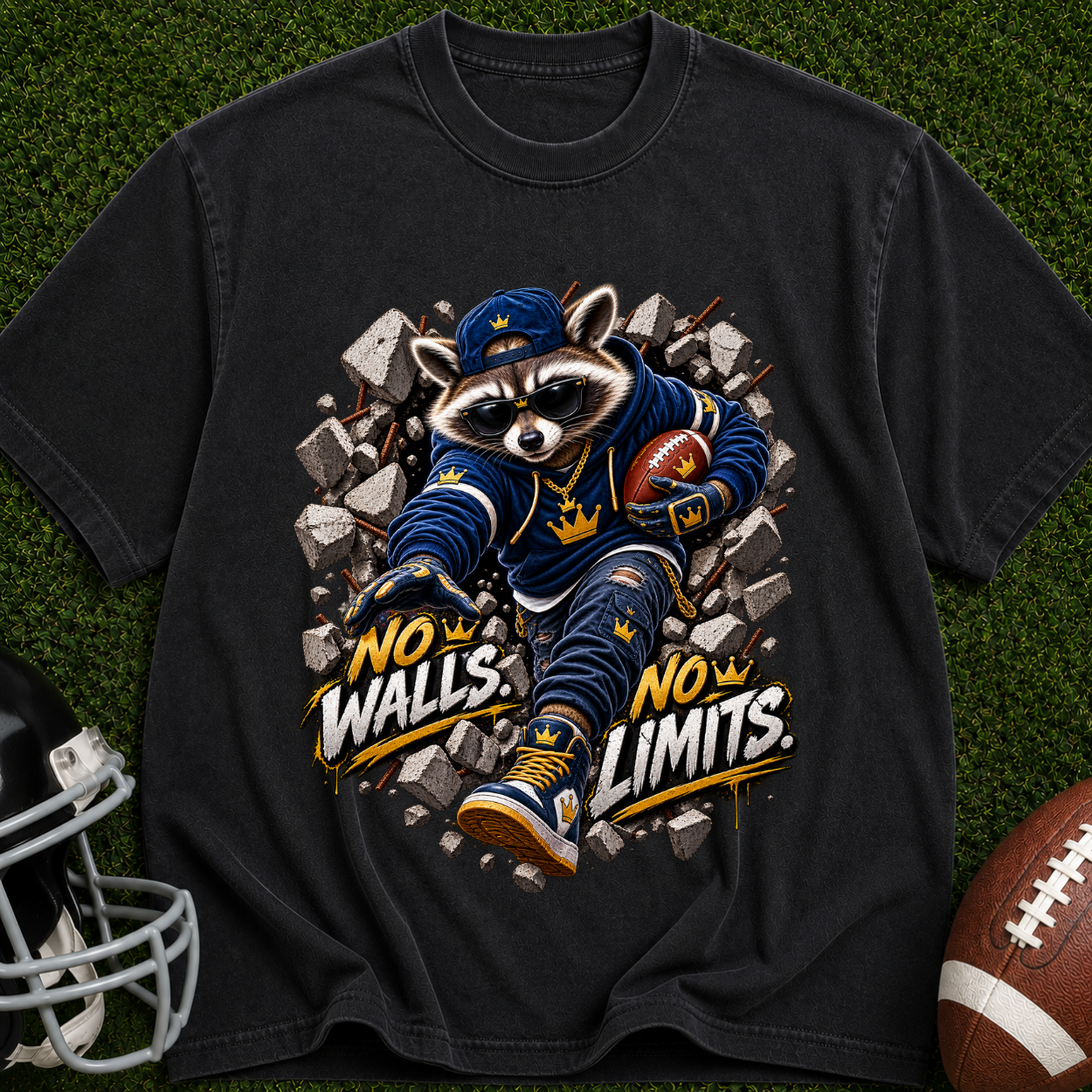 No Walls No Limits  Raccoon Graphic T-Shirt