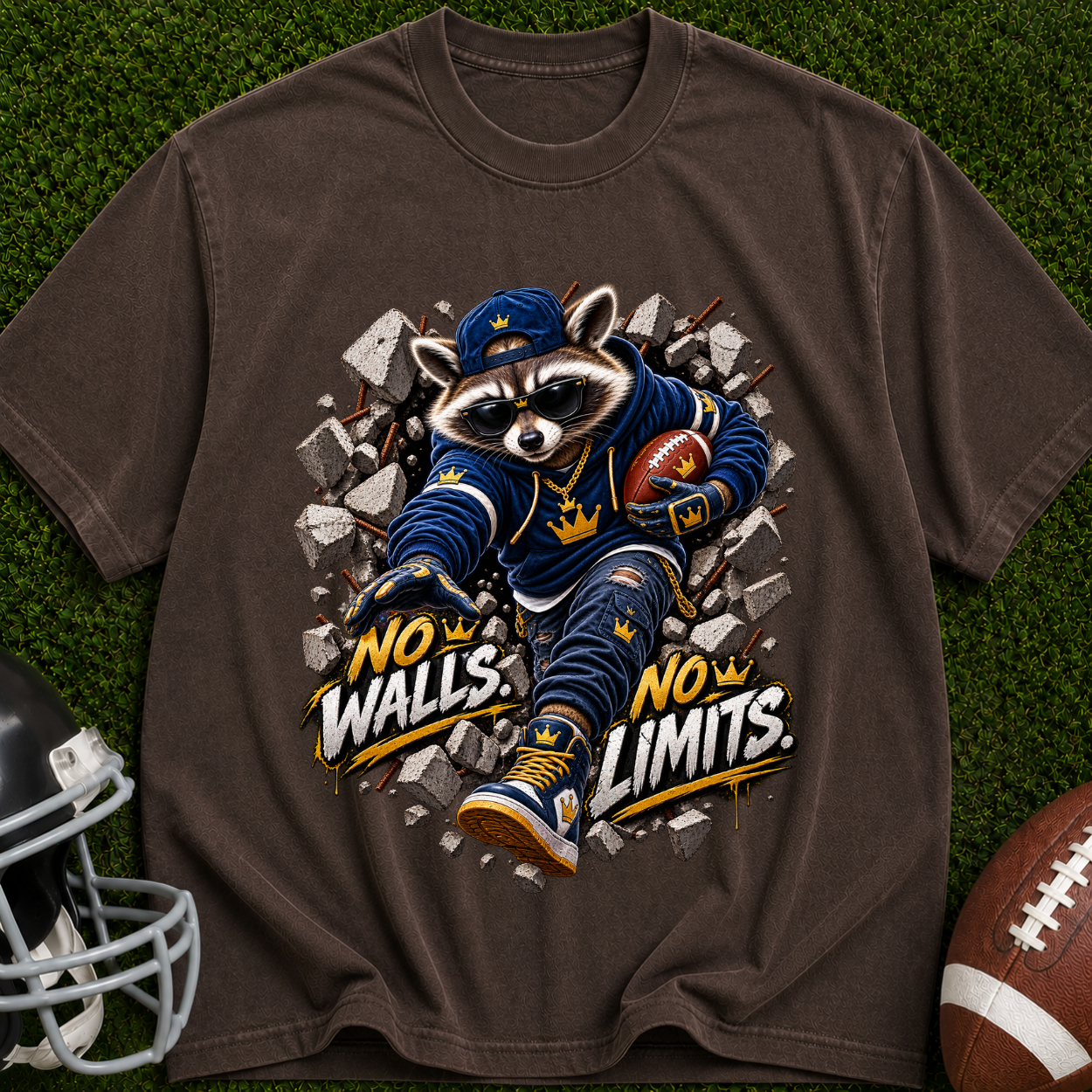 No Walls No Limits  Raccoon Graphic T-Shirt