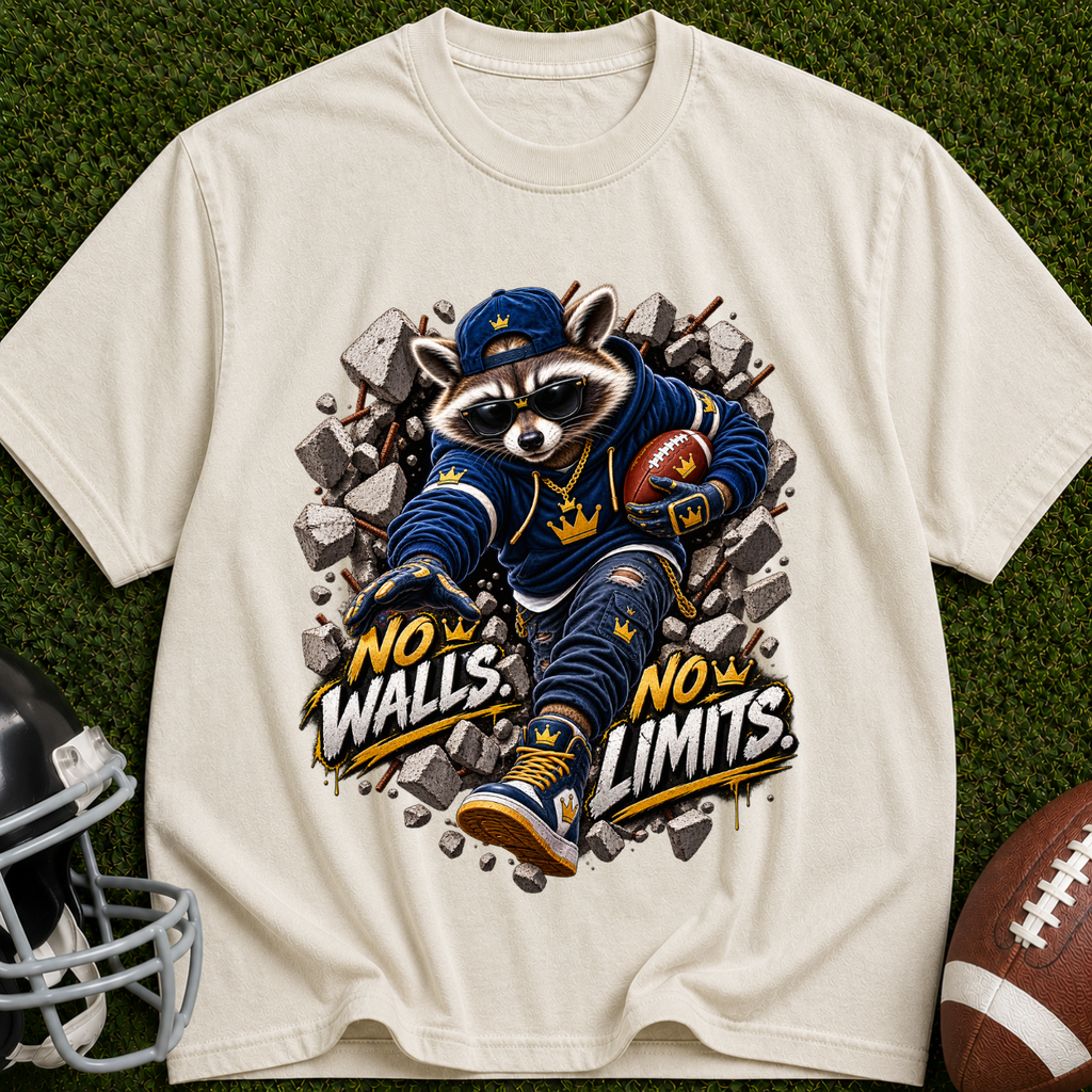 No Walls No Limits  Raccoon Graphic T-Shirt