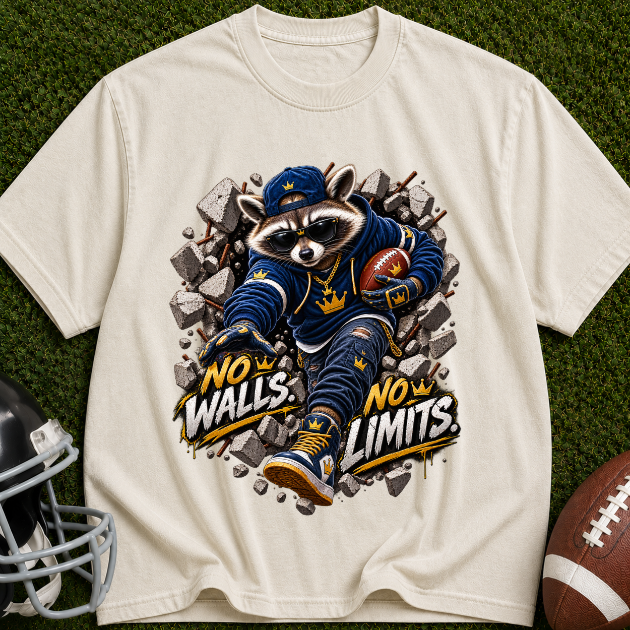 No Walls No Limits  Raccoon Graphic T-Shirt