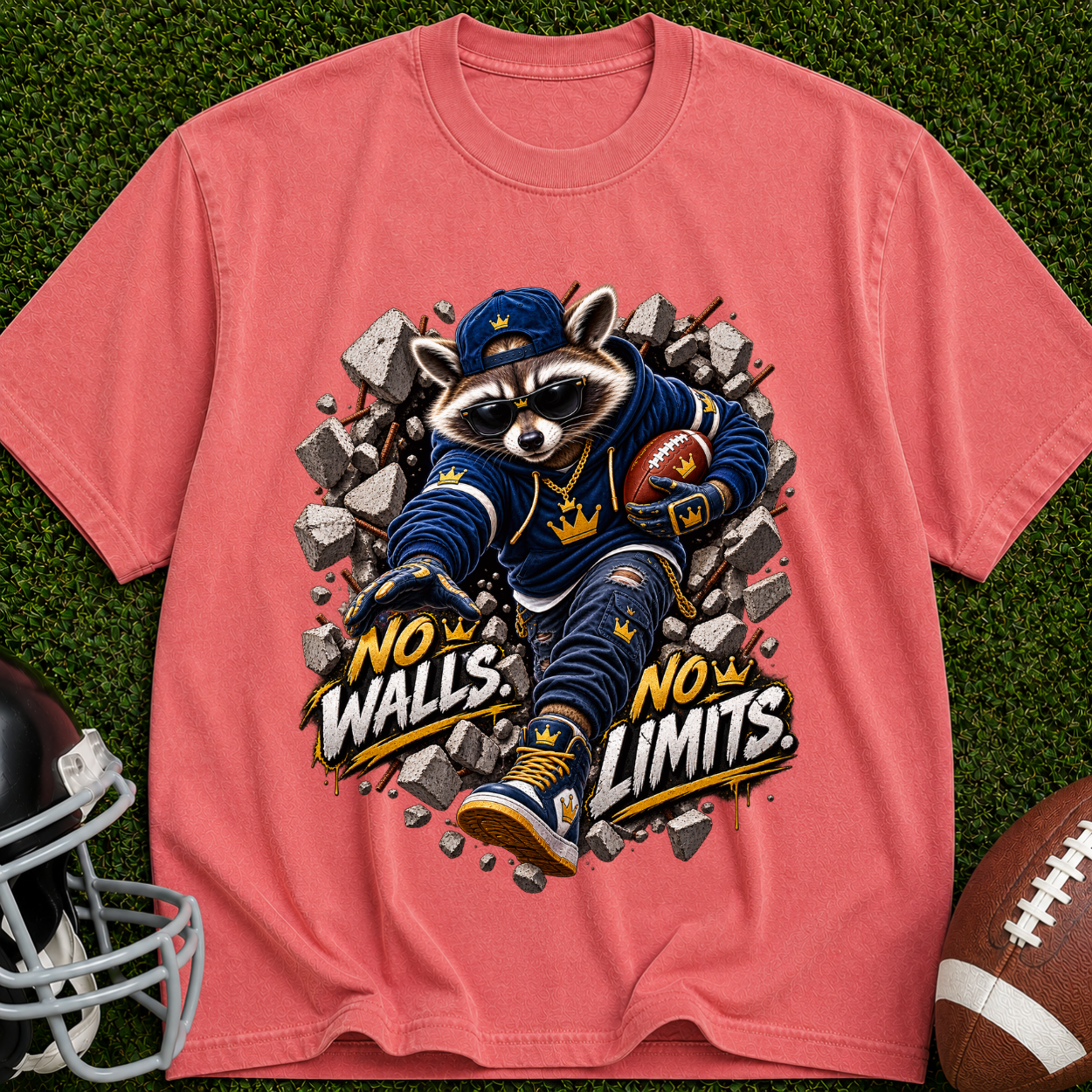 No Walls No Limits  Raccoon Graphic T-Shirt