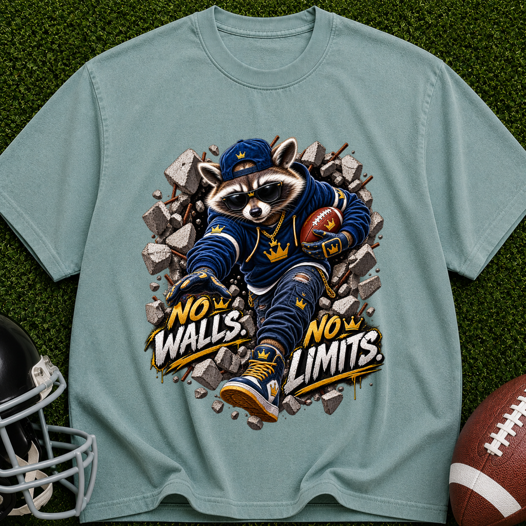 No Walls No Limits  Raccoon Graphic T-Shirt