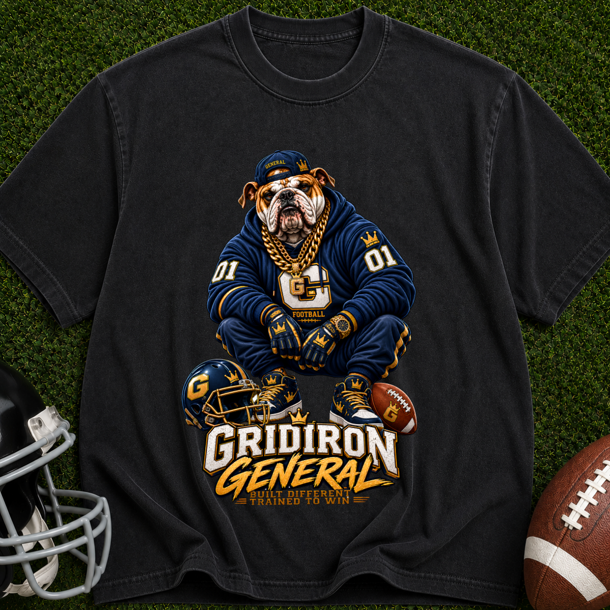 Gridiron General Football T-Shirt — Retro Mascot Graphic Tee