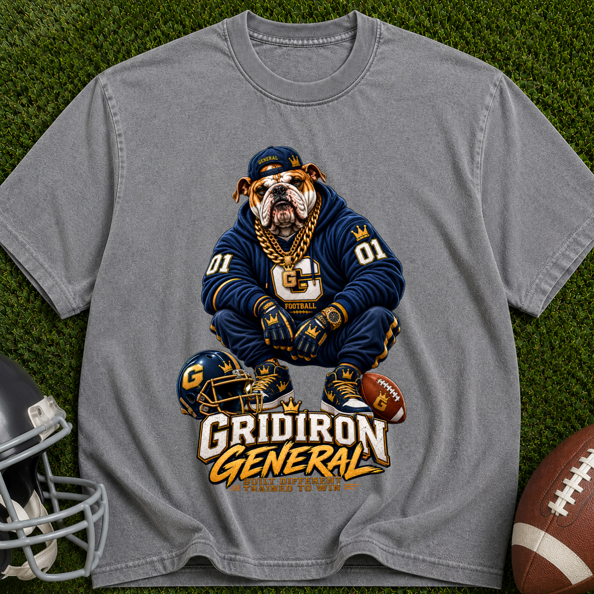 Gridiron General Football T-Shirt — Retro Mascot Graphic Tee