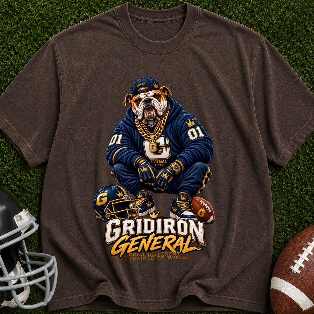 Gridiron General Football T-Shirt — Retro Mascot Graphic Tee