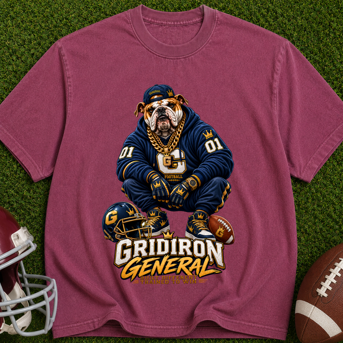 Gridiron General Football T-Shirt — Retro Mascot Graphic Tee