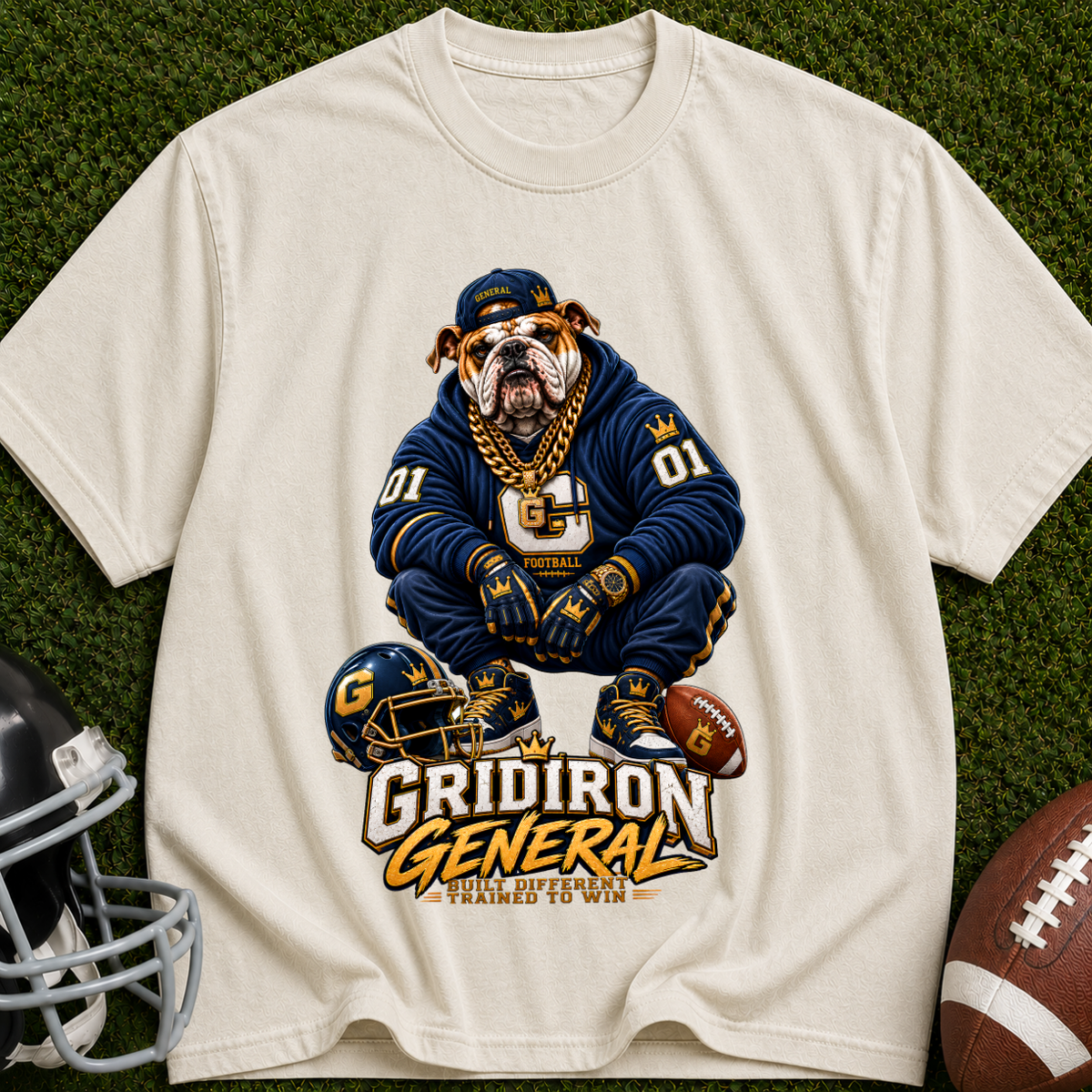 Gridiron General Football T-Shirt — Retro Mascot Graphic Tee