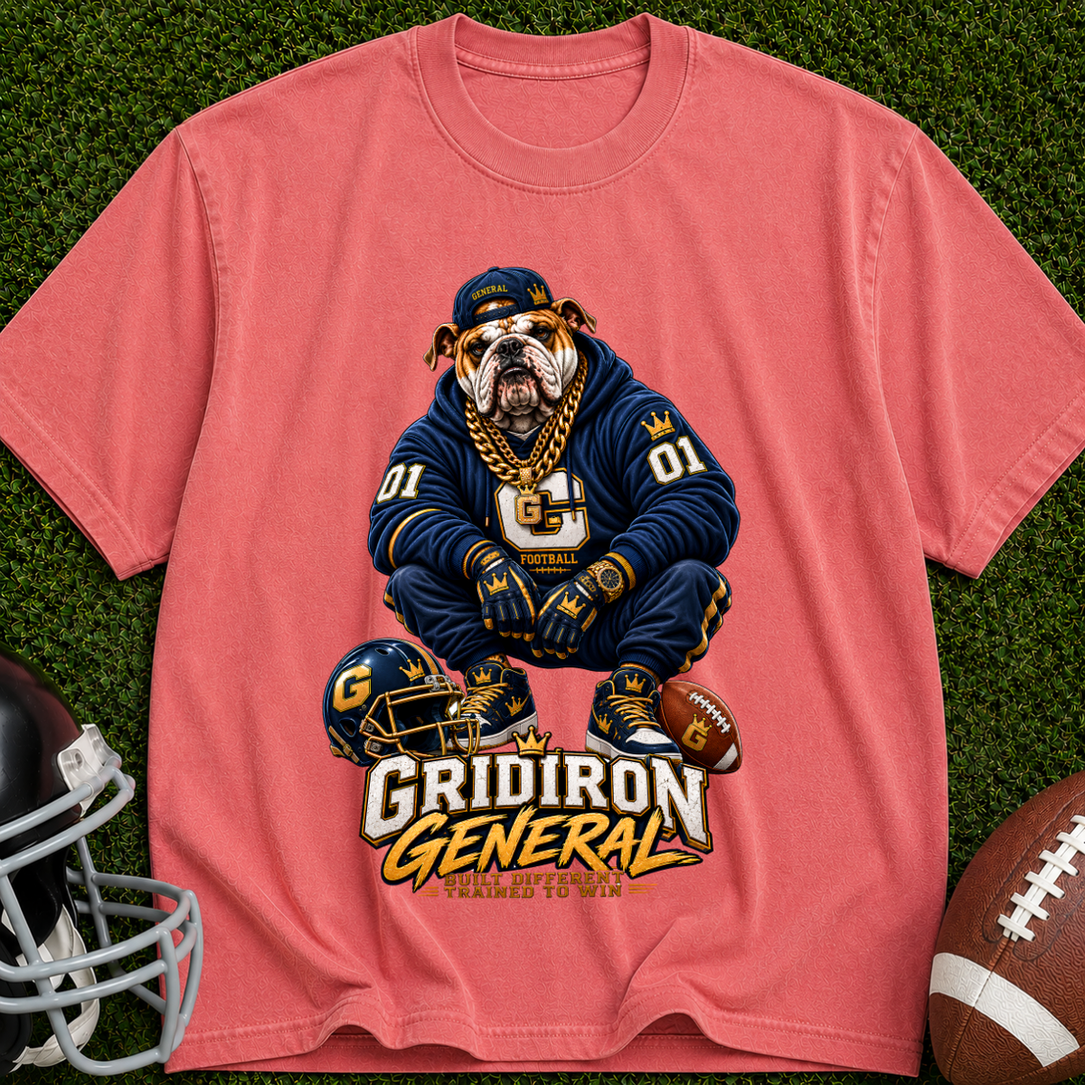 Gridiron General Football T-Shirt — Retro Mascot Graphic Tee