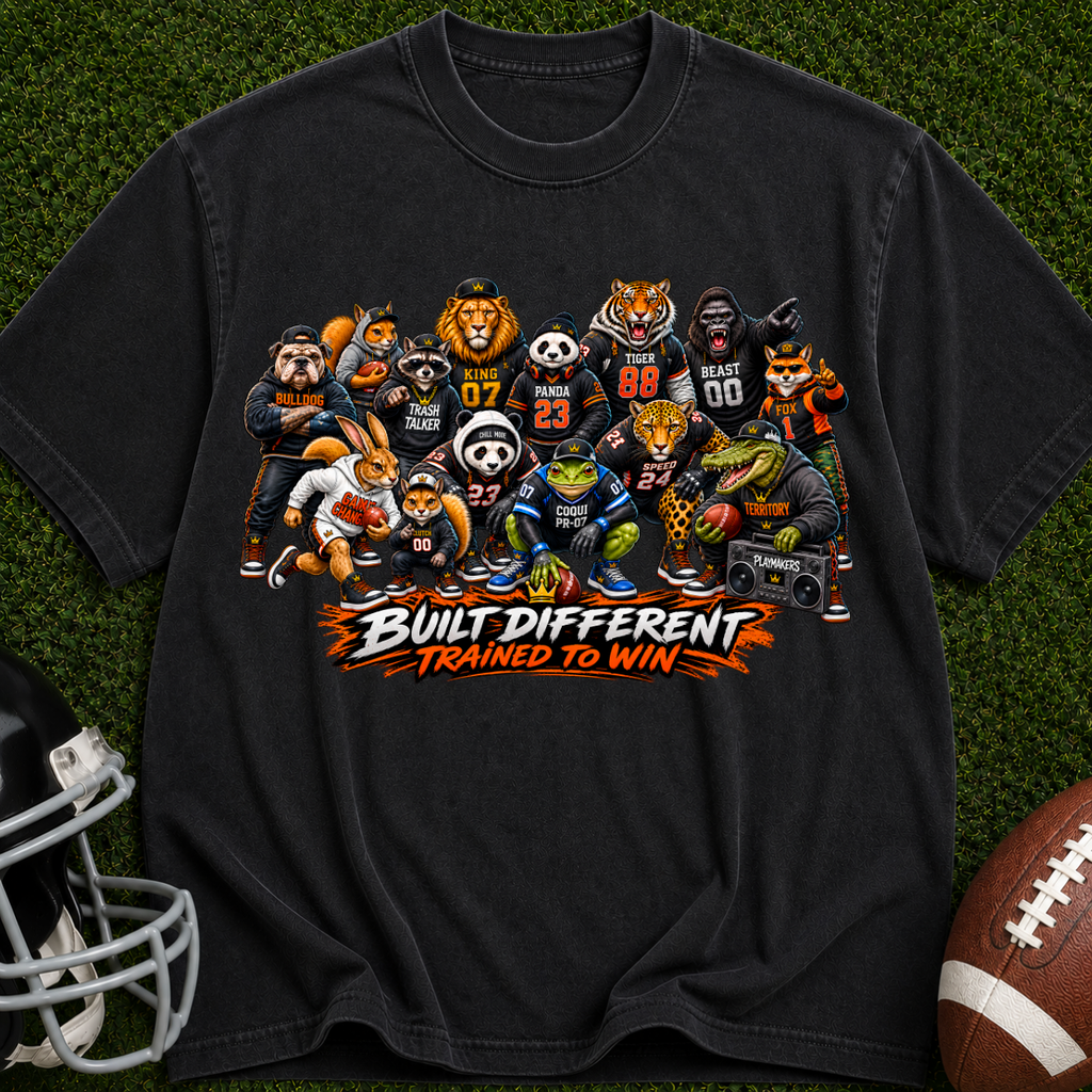 Built Different 'Trained to Win' Graphic T-Shirt — Cartoon Animal Sports Team Tee