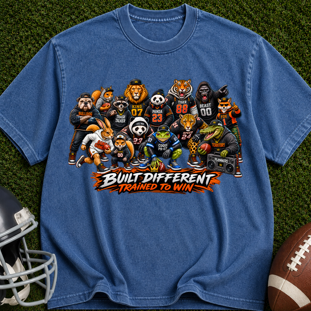 Built Different 'Trained to Win' Graphic T-Shirt — Cartoon Animal Sports Team Tee