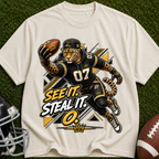 Football Panther Tee — "See It. Steal It." Graphic T-Shirt