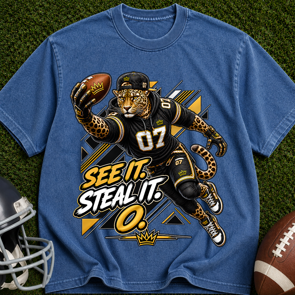 Football Panther Tee — "See It. Steal It." Graphic T-Shirt