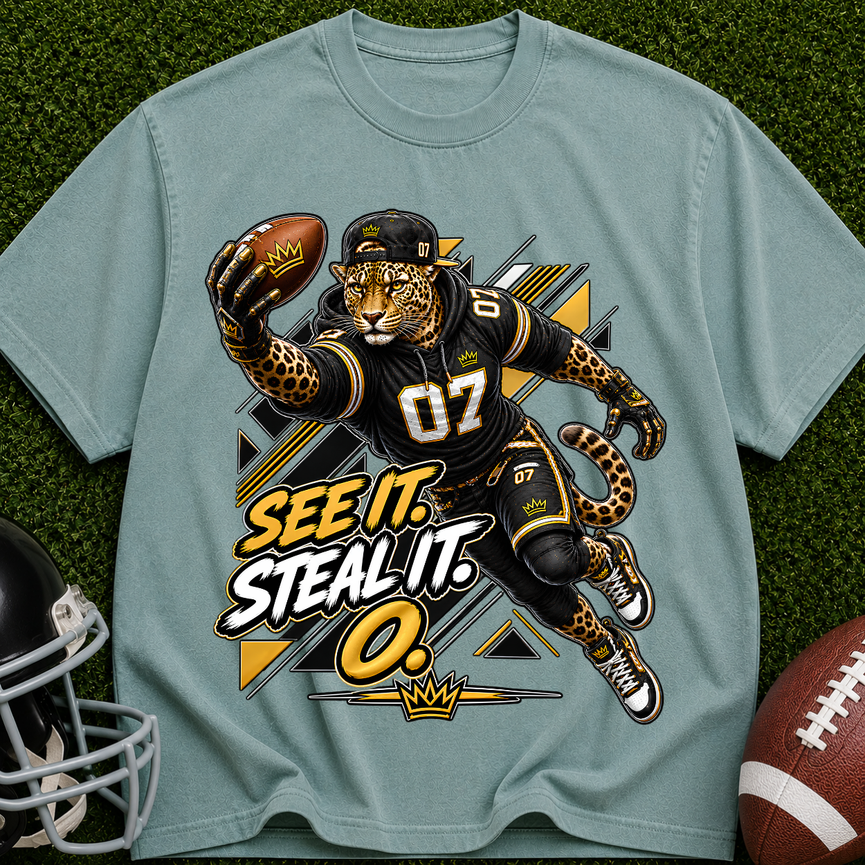Football Panther Tee — "See It. Steal It." Graphic T-Shirt