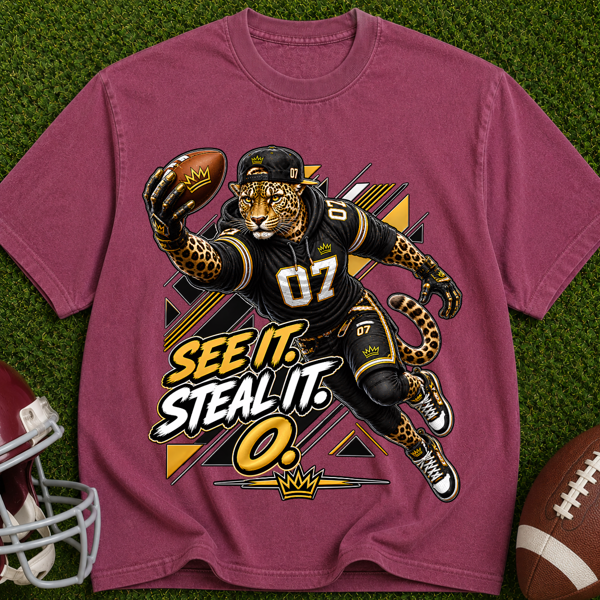 Football Panther Tee — "See It. Steal It." Graphic T-Shirt