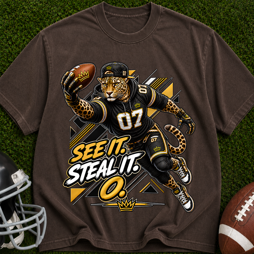 Football Panther Tee — "See It. Steal It." Graphic T-Shirt