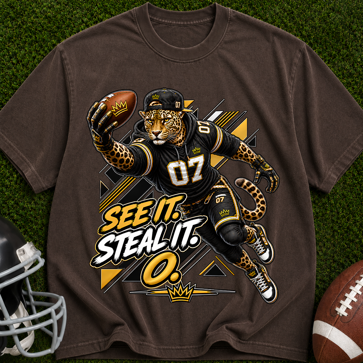 Football Panther Tee — "See It. Steal It." Graphic T-Shirt
