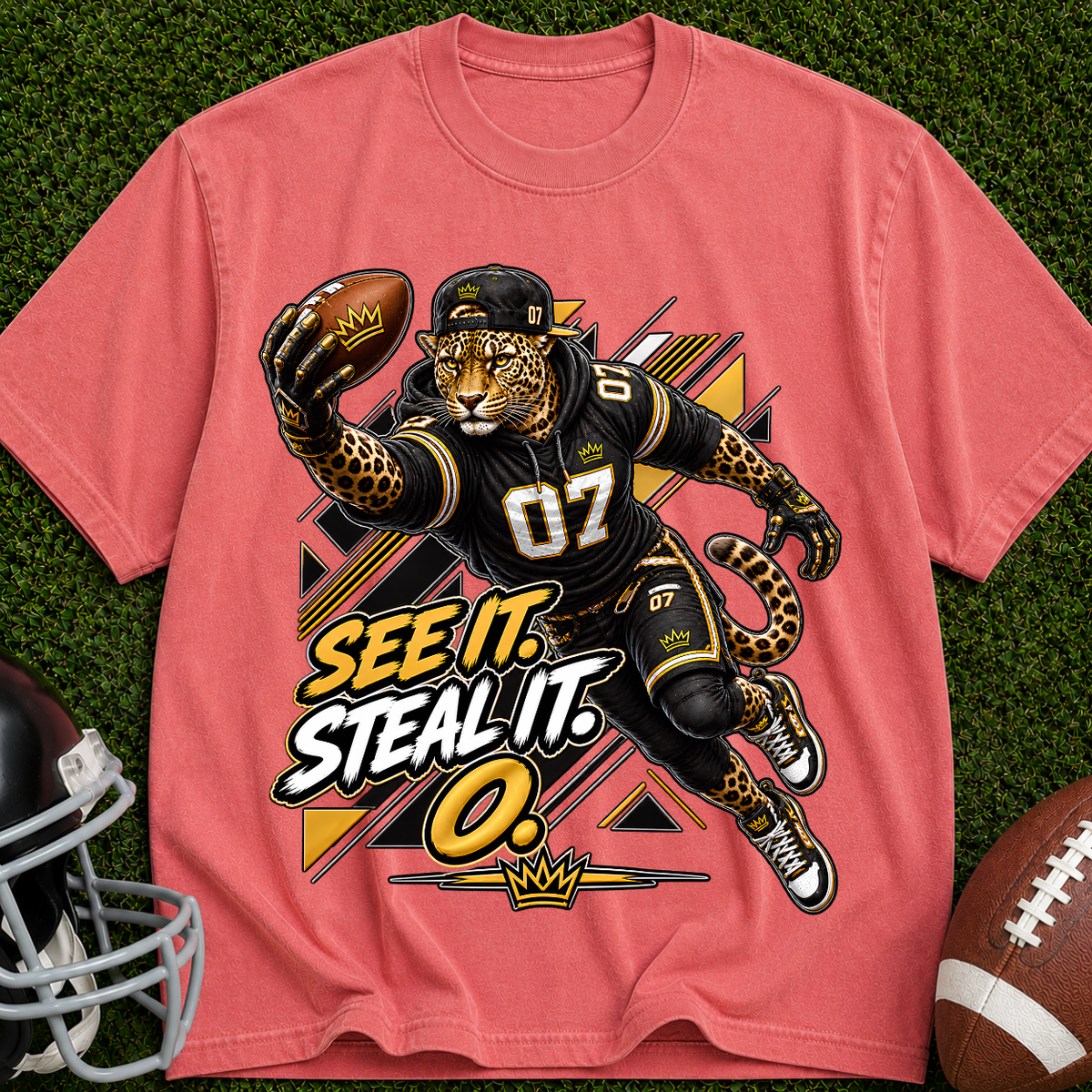 Football Panther Tee — "See It. Steal It." Graphic T-Shirt