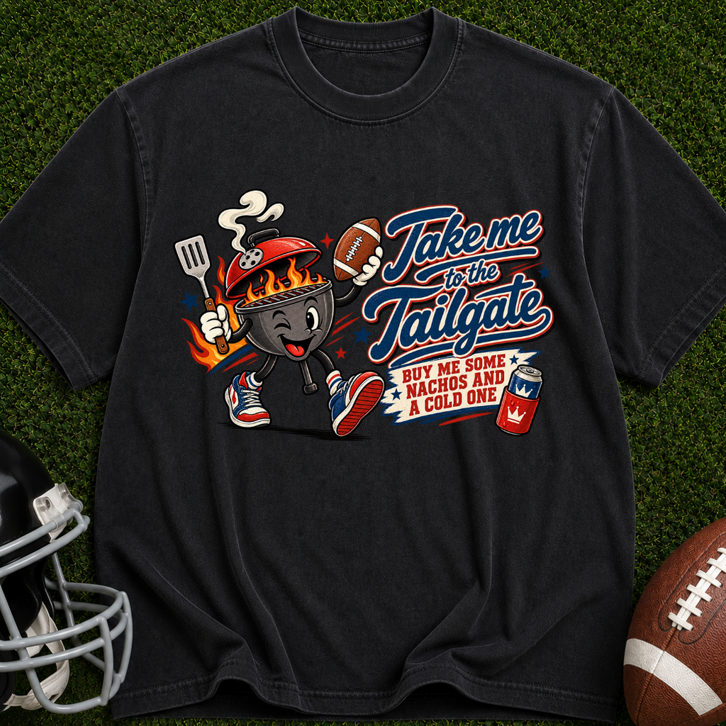 Tailgate Grill Mascot T-Shirt — "Take Me to the Tailgate" Vintage Football BBQ Tee