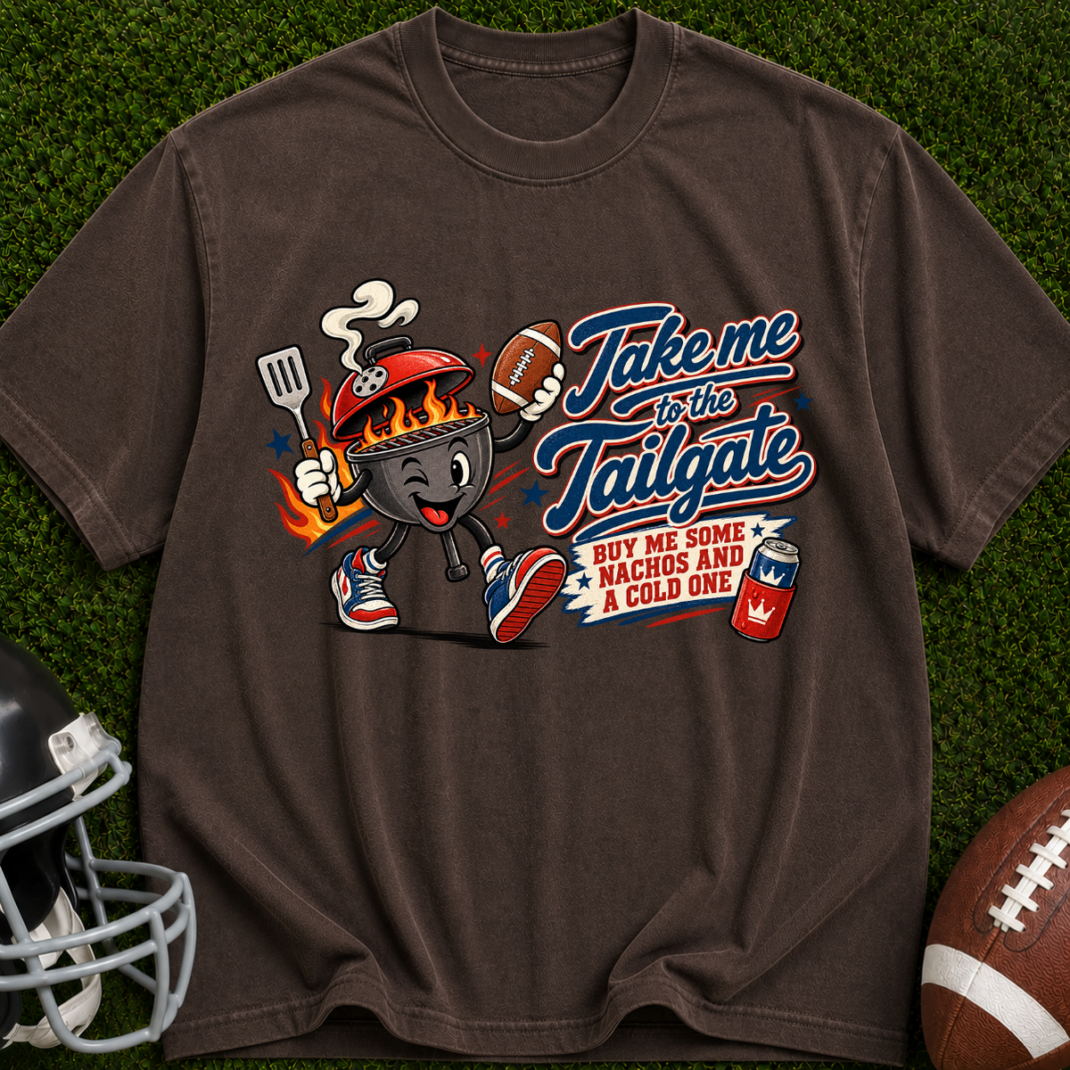 Tailgate Grill Mascot T-Shirt — "Take Me to the Tailgate" Vintage Football BBQ Tee