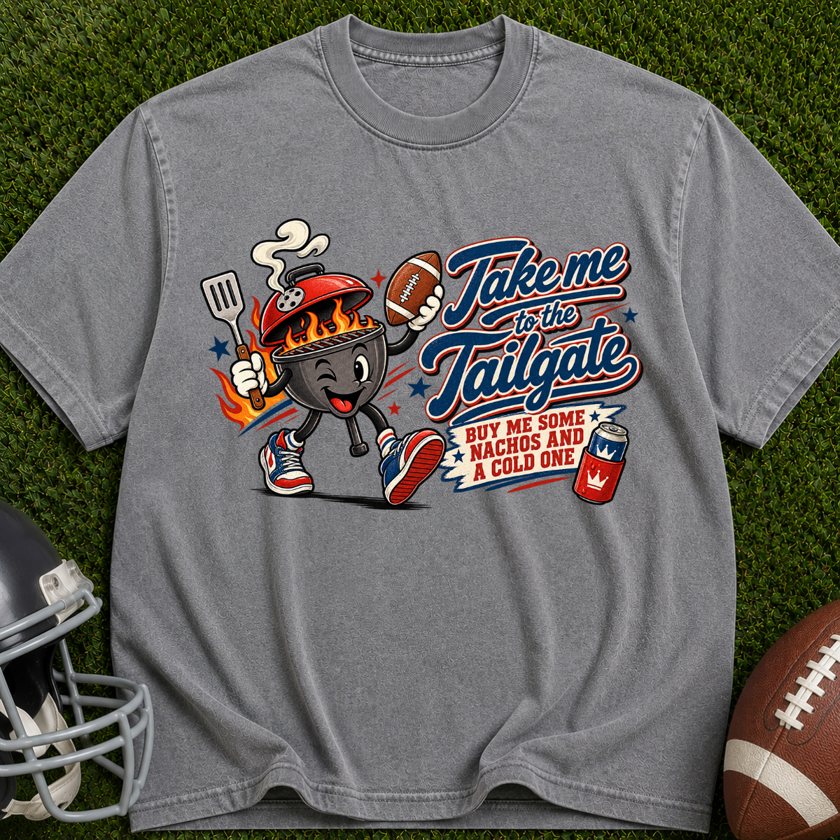 Tailgate Grill Mascot T-Shirt — "Take Me to the Tailgate" Vintage Football BBQ Tee