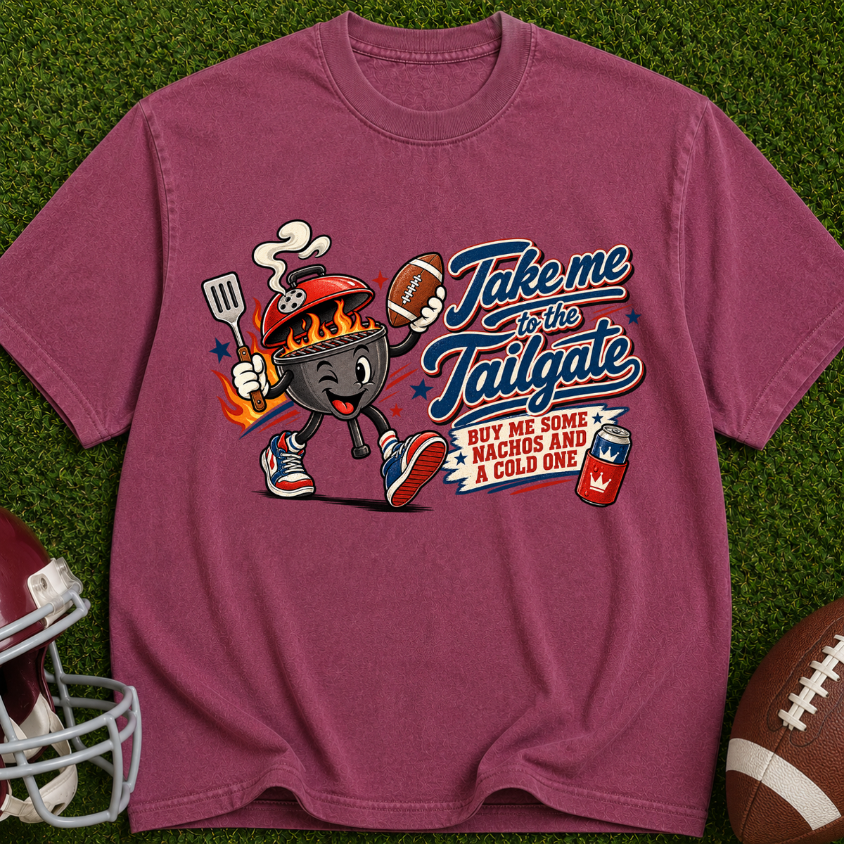 Tailgate Grill Mascot T-Shirt — "Take Me to the Tailgate" Vintage Football BBQ Tee