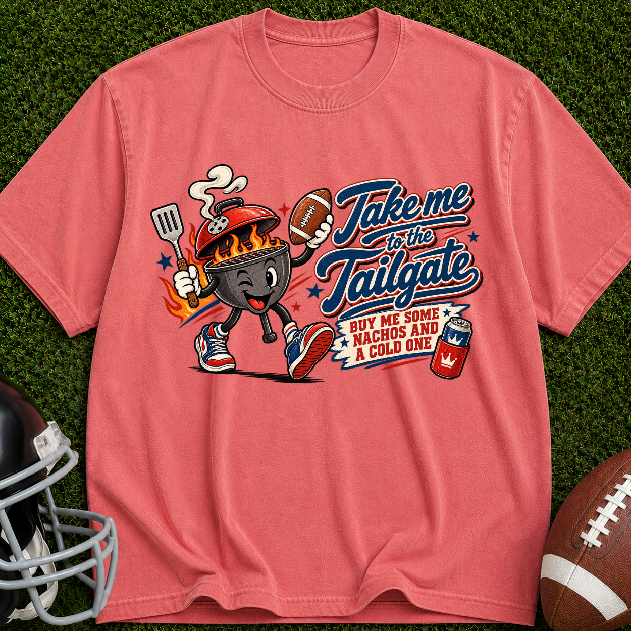 Tailgate Grill Mascot T-Shirt — "Take Me to the Tailgate" Vintage Football BBQ Tee